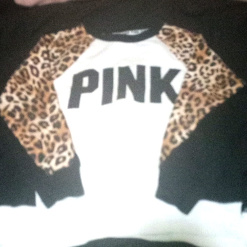 Pink brand cheetah print sweatshirt